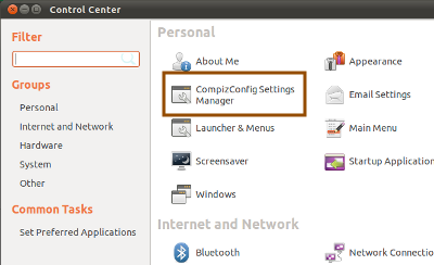 Ubuntu コントロールセンター